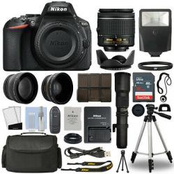 Nikon D5600 DSLR Camera + 4 Lens 18-55mm VR + 500mm + 16GB Telephoto Kit