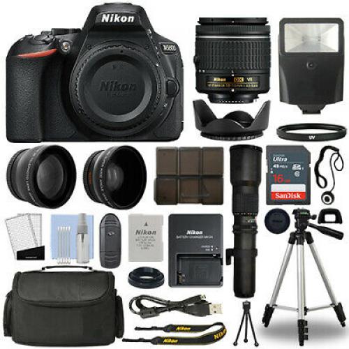 Nikon D5600 DSLR Camera + 4 Lens 18-55mm VR + 500mm + 16GB Telephoto Kit