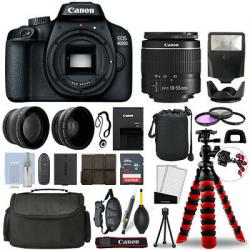 Canon EOS 4000D / T100 SLR Camera w/ 18-55mm+ 16GB 3 Lens Ultimate Accessory Kit