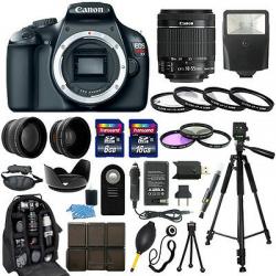 Canon EOS Rebel T3 1100D SLR Camera +18-55mm IS Lens + 30 Piece Accessory Bundle