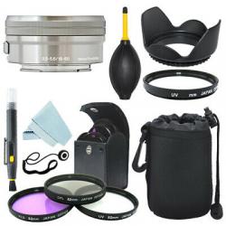 Sony E PZ 16-50mm f/3.5-5.6 OSS Lens Silver + Filter Kit + Accessory kit