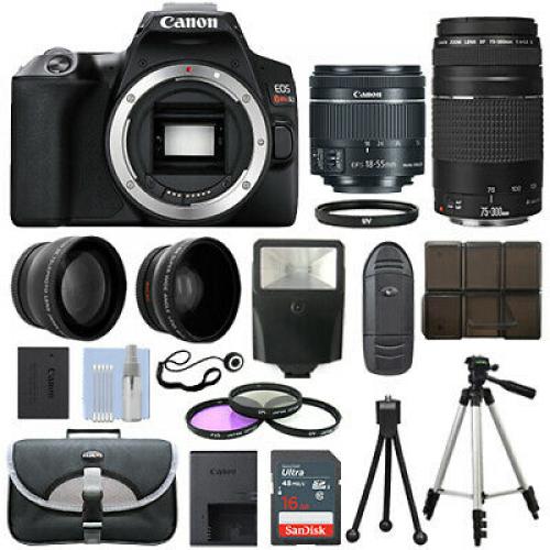 Canon EOS SL3 SLR Camera + 4 Lens Kit 18-55 STM + 70-300mm + 16GB Top Value Kit