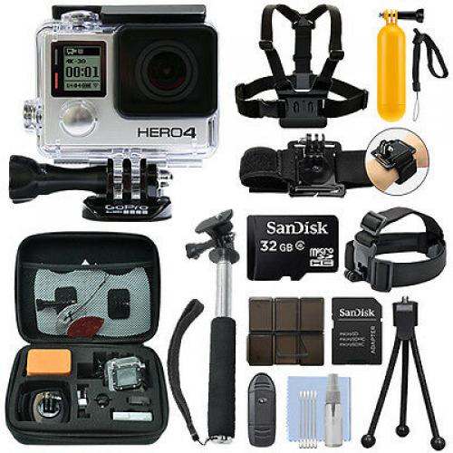 GoPro HERO4 Black Waterproof 4K Camera Camcorder + 32GB Action Bundle