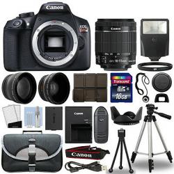 Canon T6 Digital SLR Camera + 18-55mm IS II 3 Lens Kit + 16GB Top Value Bundle