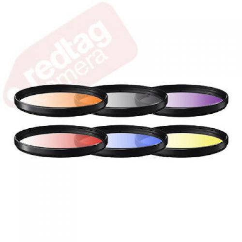 52mm 6 Piece Gradual Color Filter Kit Orange Yellow Blue Purple Red Grey