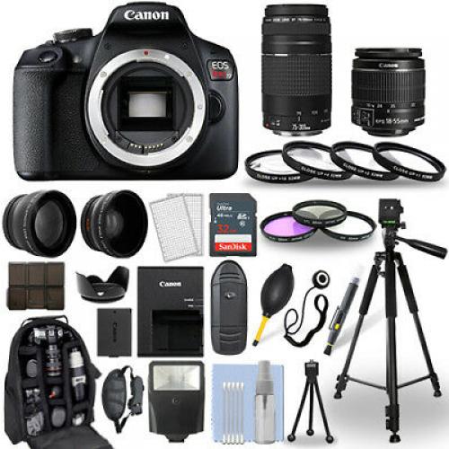Canon EOS Rebel T7 SLR Camera + 18-55mm IS + 70-300mm+ 30 Piece Accessory Bundle