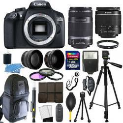 Canon EOS Rebel T6 / 1300D SLR Camera+ 18-55mm + 55-250mm 4 Lens 32GB Valued Kit