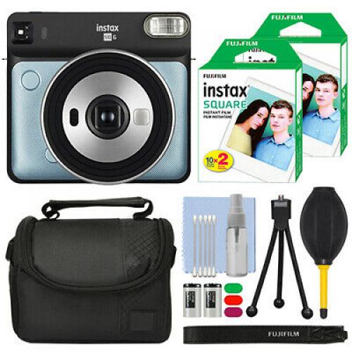 FUJIFILM INSTAX SQUARE SQ6 Fuji Instant Film Camera Aqua Blue + 40 Film Bundle