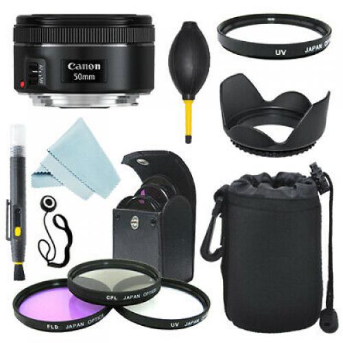 Canon EF 50mm f/1.8 STM Lens + Lens Hood + Filter Kit + Case + Accessory Kit