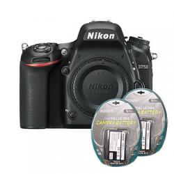 Nikon D750 Digital SLR Camera Body 24.3MP FX-format New + 2 Backup Batteries