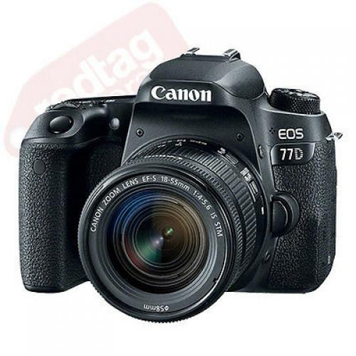 Canon EOS 77D DSLR Camera Body + 3 Lens Kit 18-55mm IS STM + 24GB + Flash & More