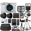 Canon EOS M200 Camera Body White+ 3 Lens Kit 15-45mm IS STM+ 32GB + Flash & More