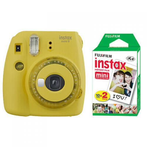 Fujifilm Instax Mini 9 Instant Film Camera Clear Yellow + 20 Sheets Instant Film