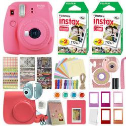 Fujifilm Instax Mini 9 Instant Film Camera Flamingo Pink + 40 Film Deluxe Bundle