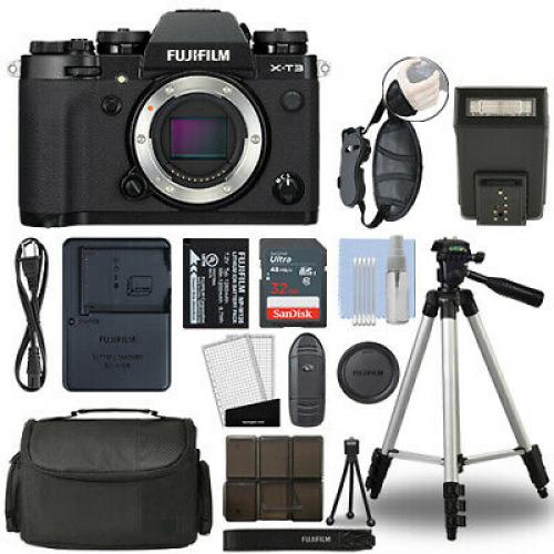 Fujifilm X-T3 Mirrorless 26.1MP 4K Fuji X T3 Digital Camera Black + 32GB Bundle
