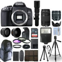 Canon EOS 850D / T8i DSLR Camera + 5 Lens Kit: 18-55mm + 70-300mm + 500mm & More