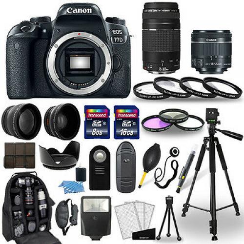 Canon EOS 77D DSLR Camera + 18-55mm STM + 70-300mm + 30 Piece Accessory Bundle