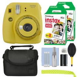 Fujifilm Instax Mini 9 Instant Film Camera Clear Yellow + 40 Film Accessory Kit