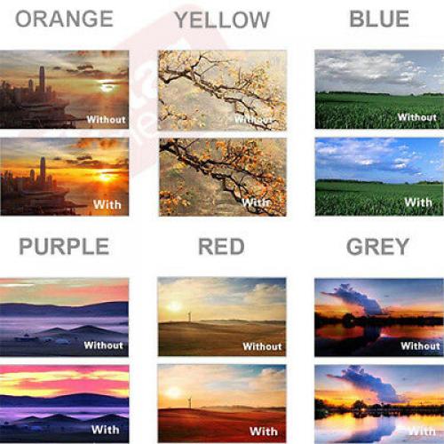 52mm 6 Piece Gradual Color Filter Kit Orange Yellow Blue Purple Red Grey