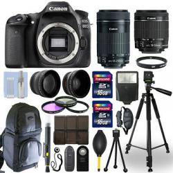 Canon EOS 80D DSLR Camera + 18-55mm STM + 55-250mm STM 4 Lens 32GB Valued Kit