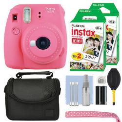 Fujifilm Instax Mini 9 Instant Film Camera Flamingo Pink + 40 Film Accessory Kit