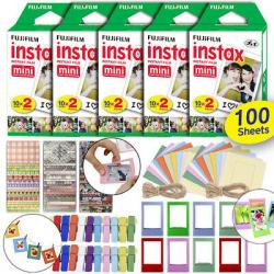 Fujifilm Instax Mini Instant Film Fuji 100 Sheets + Frames & Accessory Décor Set