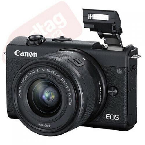 Canon EOS M200 Camera Body White+ 3 Lens Kit 15-45mm IS STM+ 32GB + Flash & More