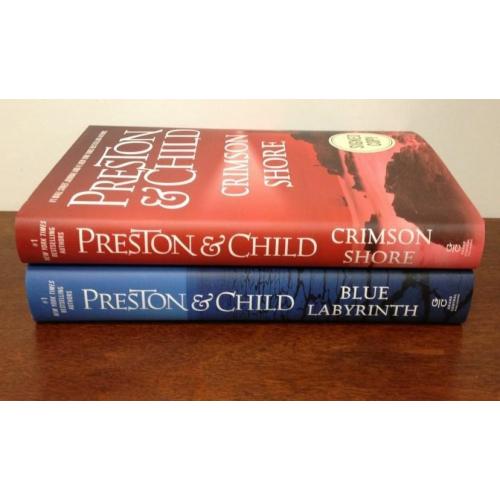 BLUE LABYRINTH & CRIMSON SHORE Preston / Child SIGNED 1st ed. Agent Pendergast