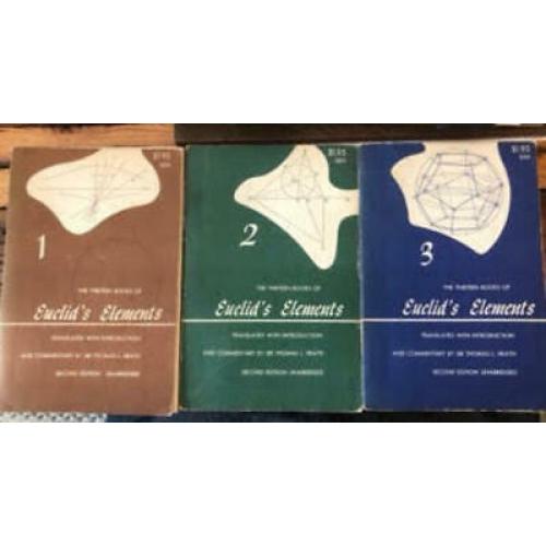 3 Vol Thirteen Books Euclid's Elements Vol.1 I/II, Vol. 2 III-IX, Vol. 3 X-XIII