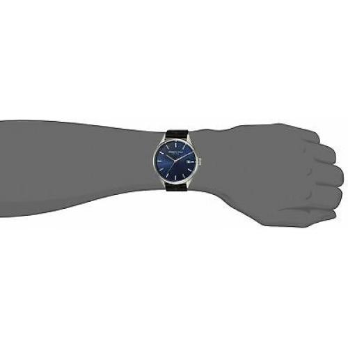 Kenneth Cole Men's Blue Dial Stainless Steel & Black Leather Watch 10030836