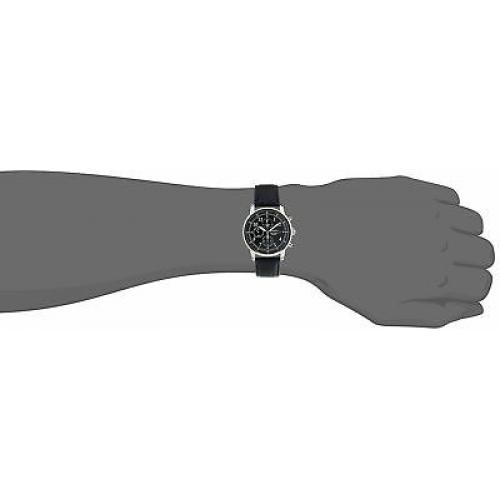 Seiko Men's SNDC33 Classic Black Leather Black Chronograph Dial Watch