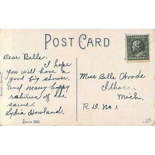 happy birthday rose flowers & buds vintage Postcard 1910s serie 5100 Germany