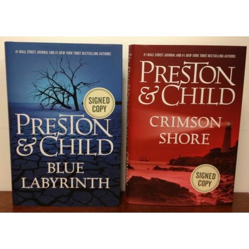 BLUE LABYRINTH & CRIMSON SHORE Preston / Child SIGNED 1st ed. Agent Pendergast