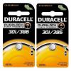 2 Pcs Duracell 301/386 Duralock Silver Oxide 1.5v SR43/SR43W Battery