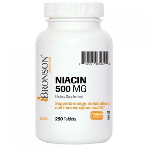 Bronson Niacin Vitamin B3 500 Mg, 250 Tablets, One Tablet Per Day