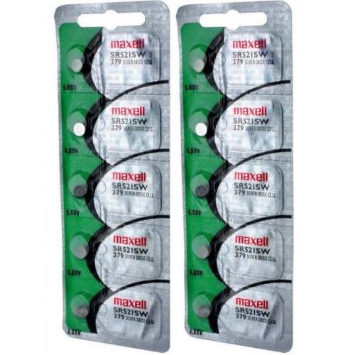 Maxell 379 SR521SW SR521 V379 SR63 JA Watch Battery 0% MERCURY ( 10 PC ) 