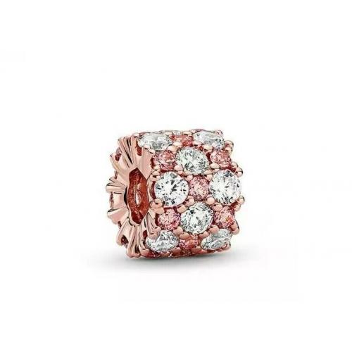 New PANDORA ROSE PINK AND CLEAR SPARKLE CHARM 788487C01