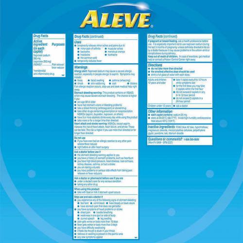 BAYER ALEVE 320 CAPLETS Naproxen Sodium 220 mg NSAID Pain Reliever Fever Reducer