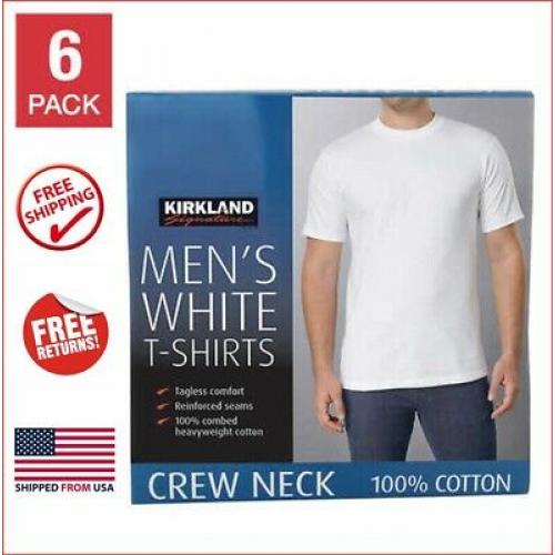 Kirkland Crew Neck T Mens Tee Undershirts Shirts Cotton Tagless White XL X-Large