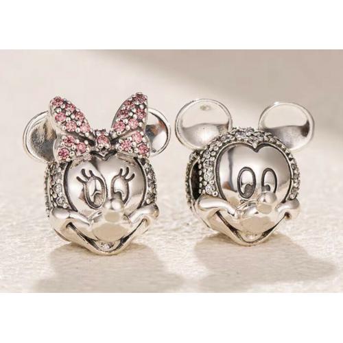 2 Pandora Silver 925 Disney Mickey Minnie Portrait Clip Charms 797495 797496
