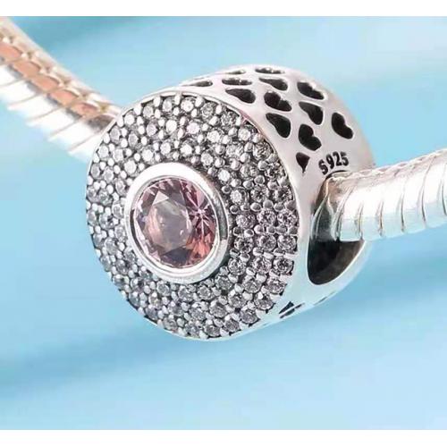  Authentic Pandora Radiant Splendor Blush Pink Crystal Bead Silver Charm  791763