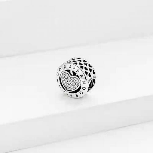 Authentic Pandora Sterling Silver Charm Signature Heart Clear Bead 796218