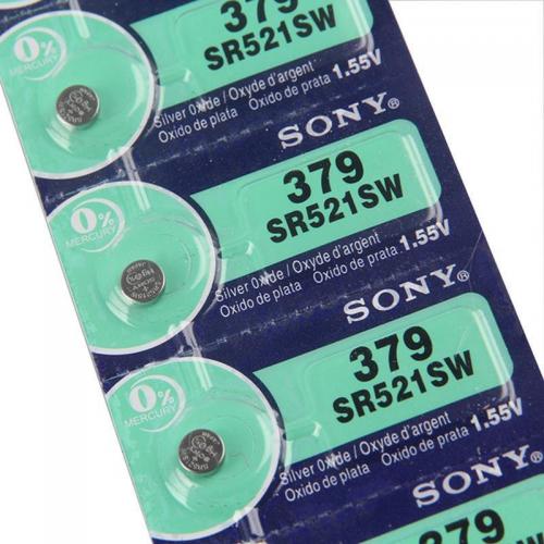 Sony SR521SW (379) 1.55V Silver Oxide 0%Hg Watch Batteries (5 Coin Cells)