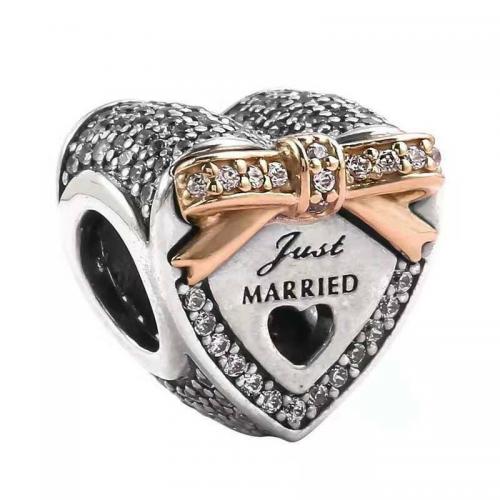 New Authentic Pandora 792083 Silver Wedding Heart Clear with Bow Bead Charm