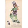 M. Dulk Flower Girl Violet Birthday Wishes Gibson Art Co artist signed Postcard
