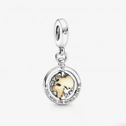 New Authentic PANDORA 14k Gold  Spinning Globe World Charm  799303C01