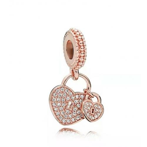 New Authentic Pandora ALE Rose Gold Love Locks Dangle Silver Charm 781807