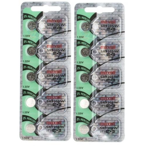 10 Pcs 371 Battery SR920SW Maxell Batteries