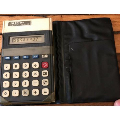 SHARP EL SI MATE EL-8146 Calculator with Cover, Works! Architect’s Estate Find