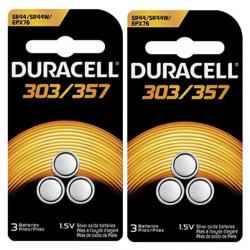 Duracell 357 303 - SR44SW Silver Oxide Button Cell Batteries 6 Pack